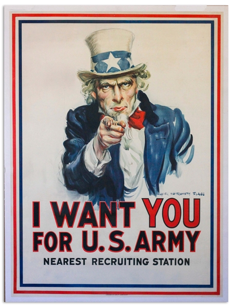 The Most Famous American Artwork, the Original I Want You World War I Recruitment Poster by James Montgomery Flagg